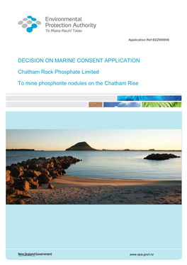 DECISION on MARINE CONSENT APPLICATION Chatham Rock