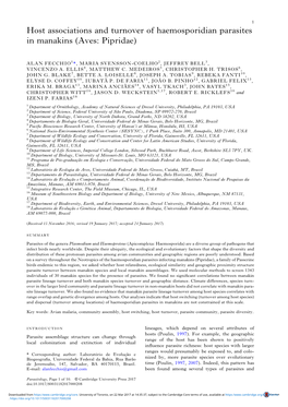 Host Associations and Turnover of Haemosporidian Parasites in Manakins (Aves: Pipridae)