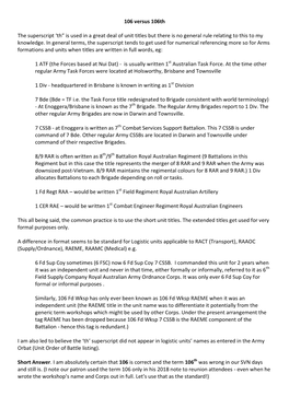 106 Versus 106Th the Superscript 'Th” Is Used in a Great Deal of Unit Titles but There Is No General Rule Relating to This T