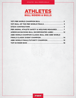 Athletes - Bull Riders & Bulls
