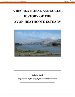 A Recreational and Social History of the Avon-Heathcote Estuary