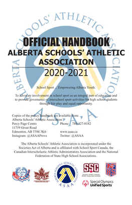 Official Handbook Alberta Schools’ Athletic Association 2020-2021