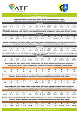 Harmonogram Odbioru Odpadów Komunalnych Na
