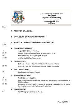 Dysart Et Al AGENDA Regular Council Meeting