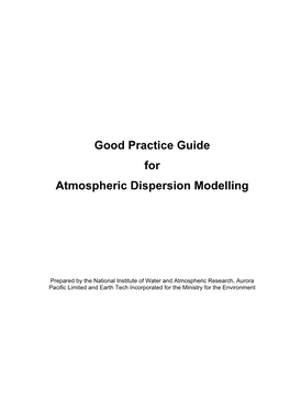 Good Practice Guide for Atmospheric Dispersion Modelling