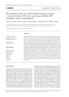 The Taxonomic Status of Two West African Leptopelis Species: L