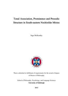 Tonal Association, Prominence and Prosodic Structure in Southsouth----Easterneastern Nochixtlán Mixtec