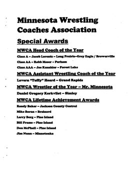 2019 MWCA Special Awards