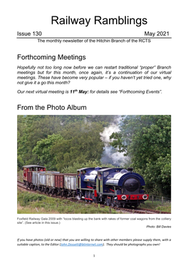 Railway Ramblings Issue 130 May 2021 the Monthly Newsletter of the Hitchin Branch of the RCTS