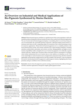 An Overview on Industrial and Medical Applications of Bio-Pigments Synthesized by Marine Bacteria