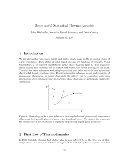 Some Useful Statistical Thermodynamics