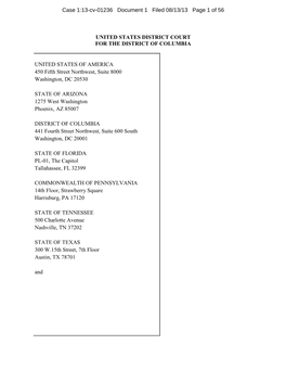 Complaint : U.S. and Plaintiff States V. US Airways Group, Inc. and AMR