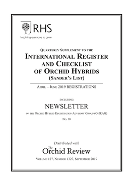 June 2019 Orchid Hybrids Registrations