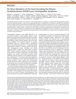 De Novo Mutations of the Gene Encoding the Histone Acetyltransferase KAT6B Cause Genitopatellar Syndrome