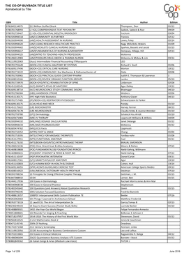 THE CO-OP BUYBACK TITLE LIST Alphabetical by Title