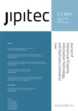 2 | 2014 Volume 5 (2014) Issue 2 ISSN 2190-3387 Law and Electronic Commerce Information Technology, Intellectual Property, Journal of Articles