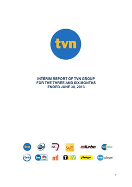 Interim Report of Tvn Group for the Three and Six Months Ended June 30, 2013