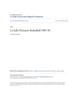 La Salle Women's Basketball 1991-92 La Salle University