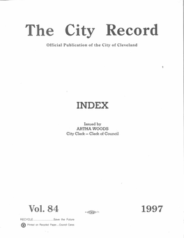 The City Record Official Publication of the City of Cleveland