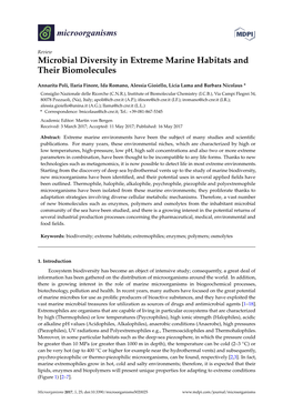 Microbial Diversity in Extreme Marine Habitats and Their Biomolecules