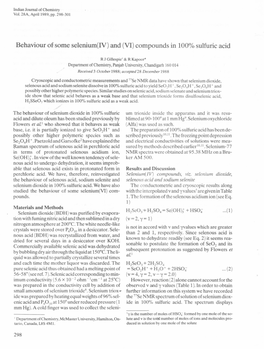 Compounds in 100% Sulfuric Acid