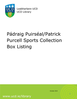 Pádraig Puirséal/Patrick Purcell Sports Collection Box Listing