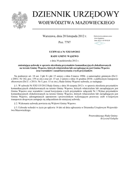 Uchwała Nr XXI/149/2012 Z Dnia 30 Października 2012 R