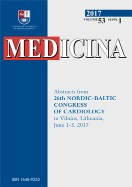 Abstracts from 26Th Nordic-Baltic Congress of Cardiology in Vilnius, Lithuania, June 1-3, 2017 Contents