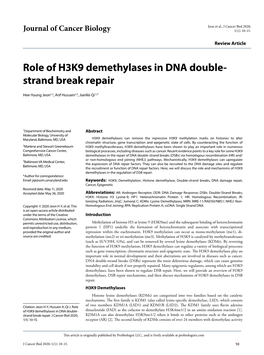 Role of H3K9 Demethylases in DNA Double-Strand Break Repair