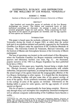 Systematics, Ecology, and Distribution of the Mollusks of Los Roques, Venezueln