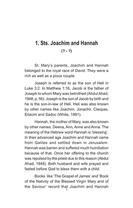 1. Sts. Joachim and Hannah (? - ?)