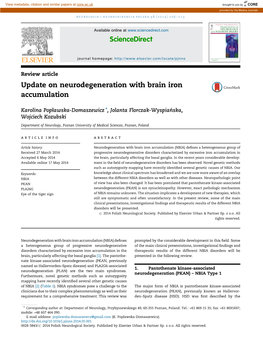 Update on Neurodegeneration with Brain Iron Accumulation