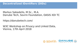 Decentralized Identifiers (Dids)