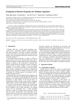 Evaluation of Electric Properties for Niobium Capacitors