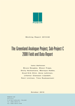 The Greenland Analogue Project, Sub-Project C 2008 Field and Data Report