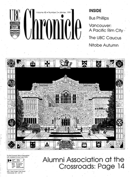 Alumni Association at the , Bulk En Nombre Third Troisi&Me Class Classe 4311 VANCOUVER Crossroads: Page 14 6251 Cecil Green Park Road Vancouver, B.C