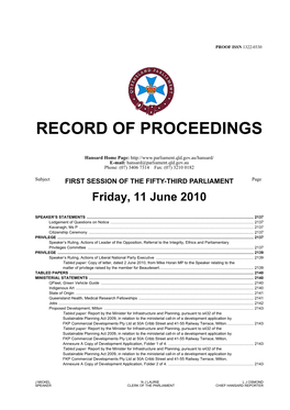 Record of Proceedings