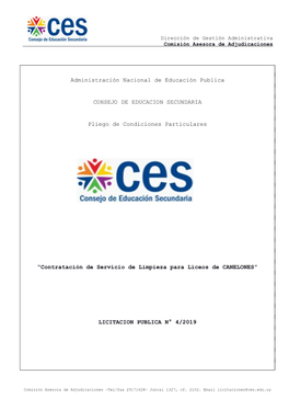 Administración Nacional De Educación Publica CONSEJO DE