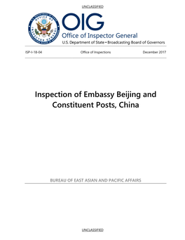 Inspection of Embassy Beijing and Constituent Posts, China