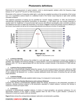 Photometric Definitions