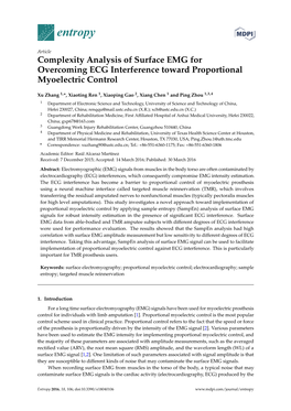 Complexity Analysis of Surface EMG for Overcoming ECG Interference Toward Proportional Myoelectric Control