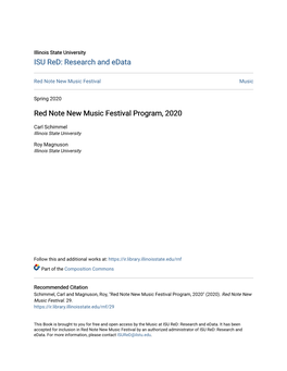 Red Note New Music Festival Program, 2020