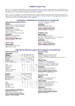 English League Cups Accrington Combination (Last Checked 1/5