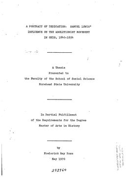 Samuel Lewis' Influence on the Abolitionist Movement in Ohio