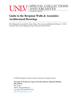 Guide to the Bergman Walls & Associates Architectural Drawings