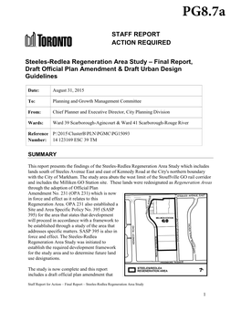 Steeles-Redlea Regeneration Area Study – Final Report, Draft Official Plan Amendment & Draft Urban Design Guidelines