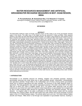 Water Resources Management and Artificial Groundwater Recharge Measures in Bist- Doab Region, India