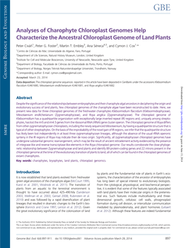 Analyses of Charophyte Chloroplast Genomes Help Characterize the Ancestral Chloroplast Genome of Land Plants