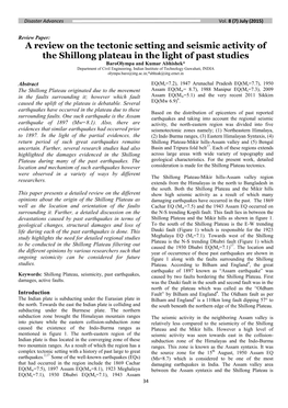 A Review on the Tectonic Setting and Seismic Activity of the Shillong