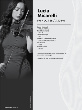 Lucia Micarelli FRI / OCT 26 / 7:30 PM